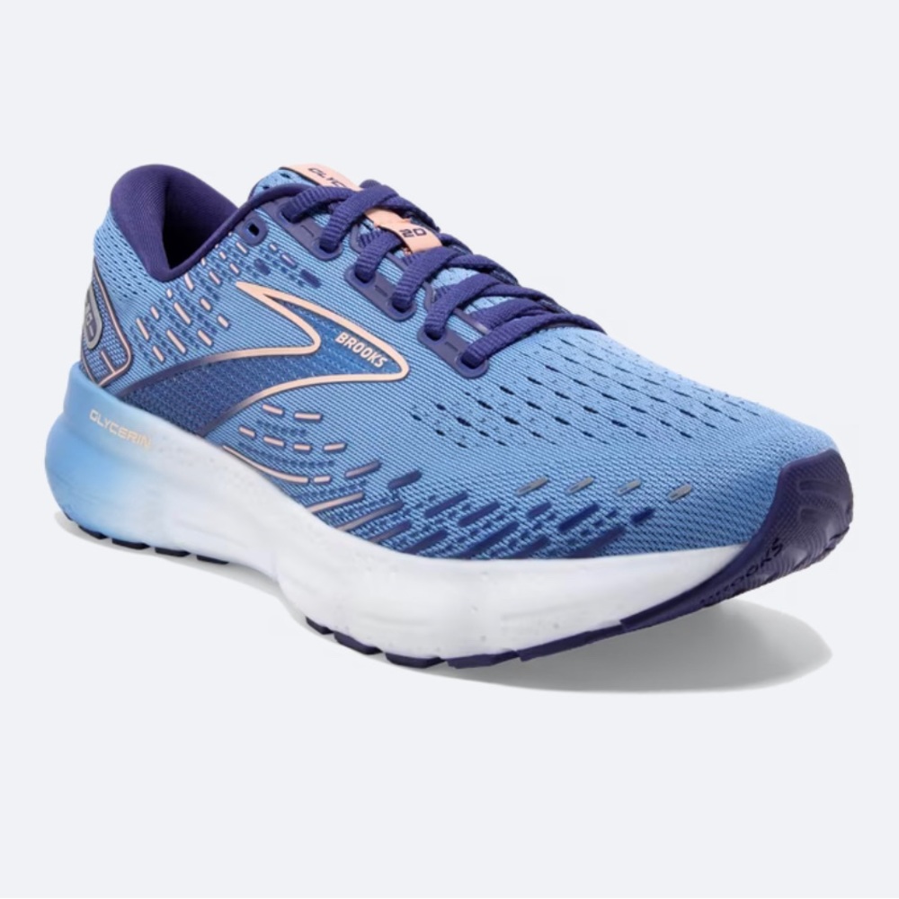 Brooks Women's Light Blue and Purple Running Shoe with Pink Trim